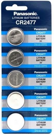 Batería de botón de litio Panasonic CR2477 3V, paquete de 5 uds.