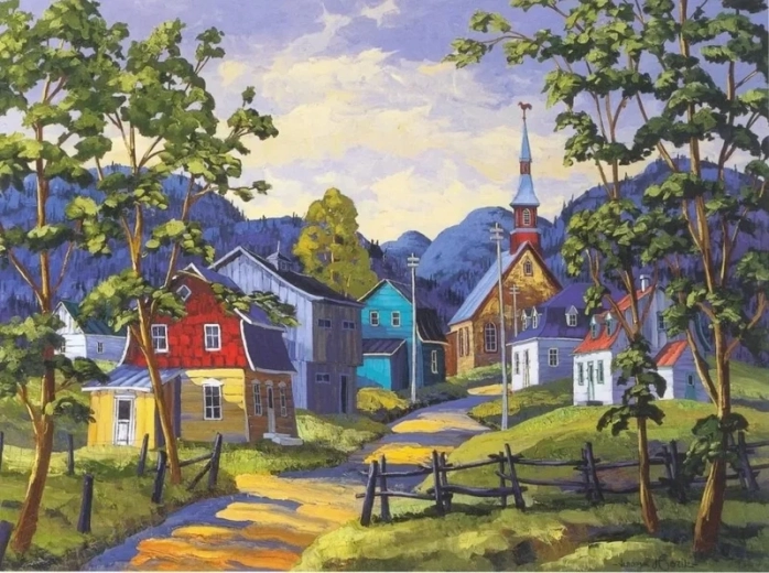 Norimpex Pintura por números Aldea en las montañas 40 × 50 cm