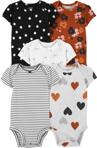 Bodies de bebé Carter's de manga corta para niña, 5 uds, brown/black, talla 56 (NB)