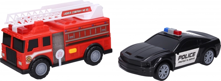 Coche de policía y de bomberos con efectos 23 cm