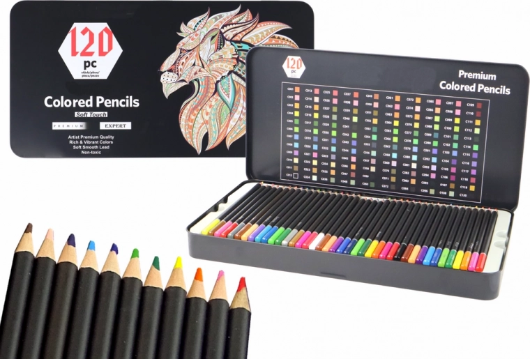 Set de lápices de colores premium de 120 piezas en varios tonos