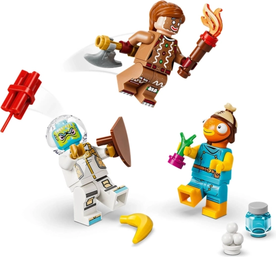 Tres minifiguras LEGO Fortnite