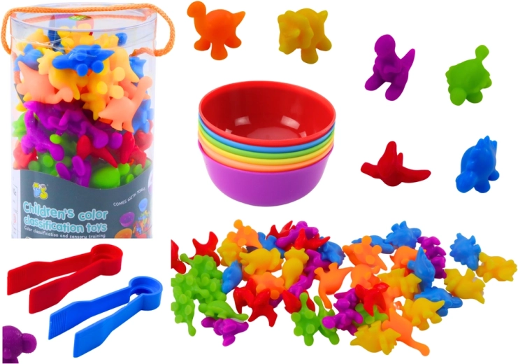 Set educativo de clasificación para aprender colores y conteo Dinosaurios 48 uds