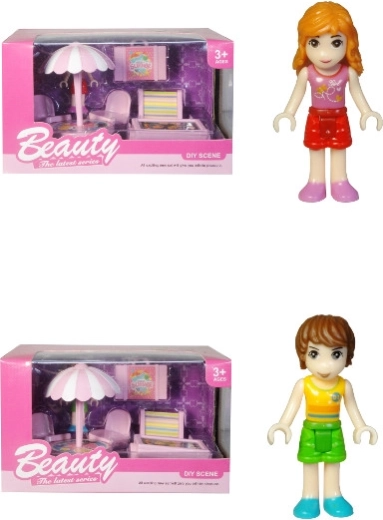 Juego de muebles y accesorios para muñeca con parrilla y mesa con sombrilla