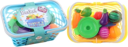 Cesta con alimentos para cortar – set de cocina infantil