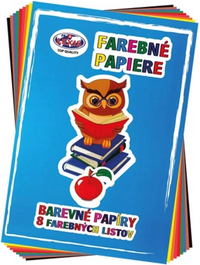 Carpeta de papel de colores A4 80 g (8 hojas, 8 colores) - 1 unidad