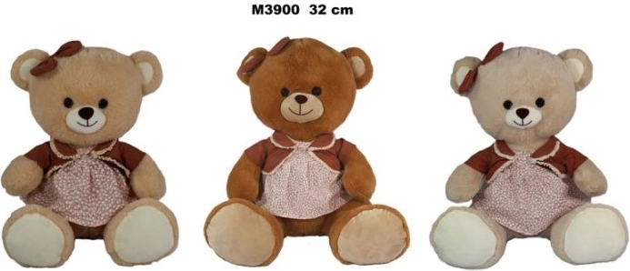 Osito de peluche con vestido 32 cm - 1 unidad