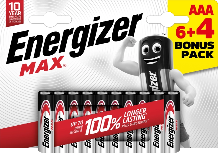 Pilas alcalinas Energizer Max AAA 10 uds