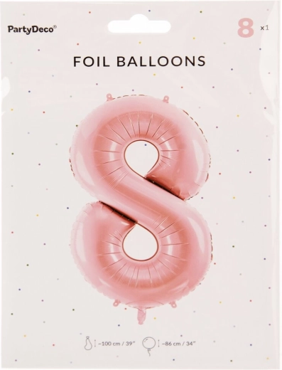 Globo de foil número 8 rosa 86 cm