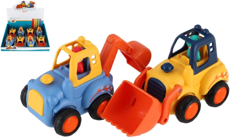 Coches de obra de plástico de 12–14 cm con motor de inercia, surtido de modelos, 8 uds en caja