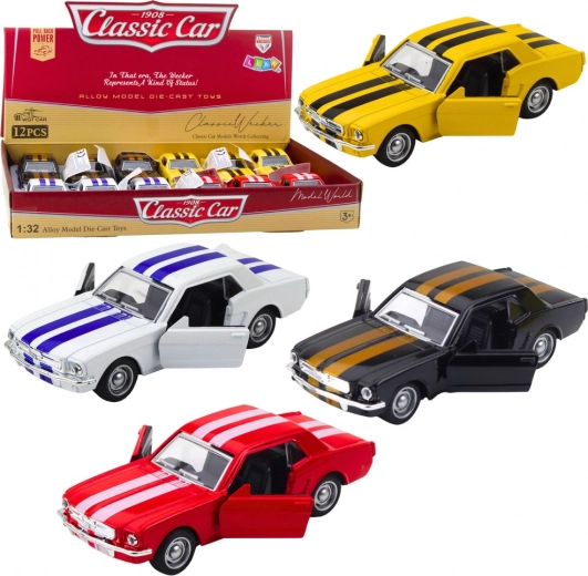 Cochecito clásico de metal 1:32 con tracción pull-back y puertas que se abren