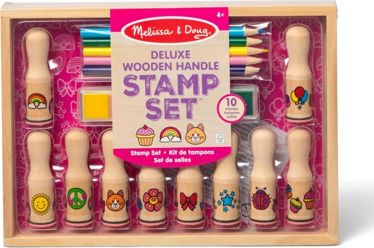 Set creativo deluxe de sellos, tintas y lápices de colores MELISSA & DOUG