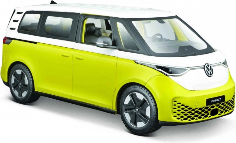 Modelo de coche metálico Volkswagen 2023 ID. Buzz amarillo 1:24