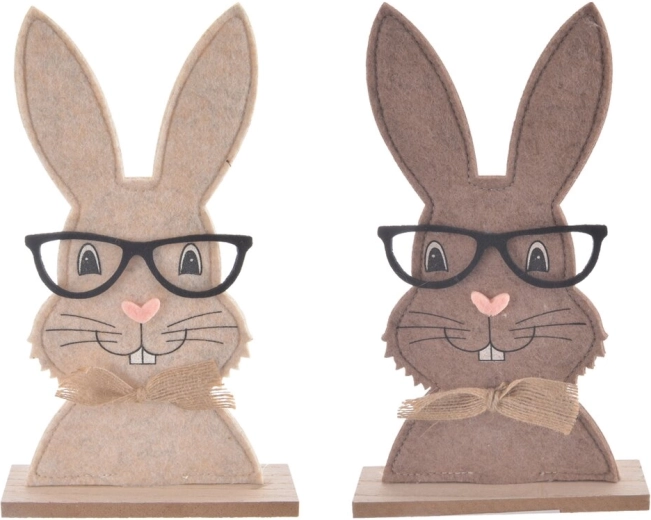 Decoración de conejo de madera y fieltro 14 × 5 × 25 cm