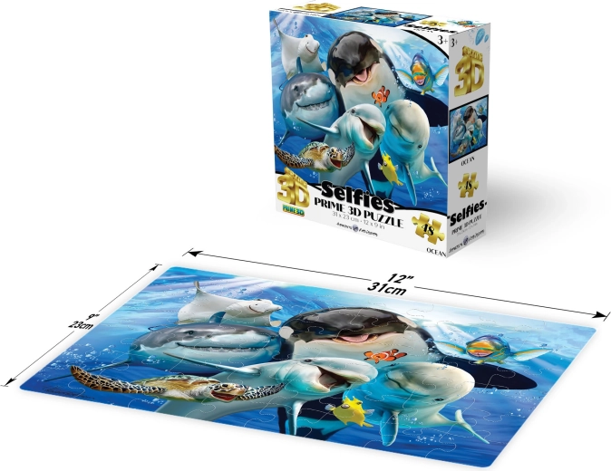 Puzzle 3D de madera Prime Selfie en el océano, 48 piezas