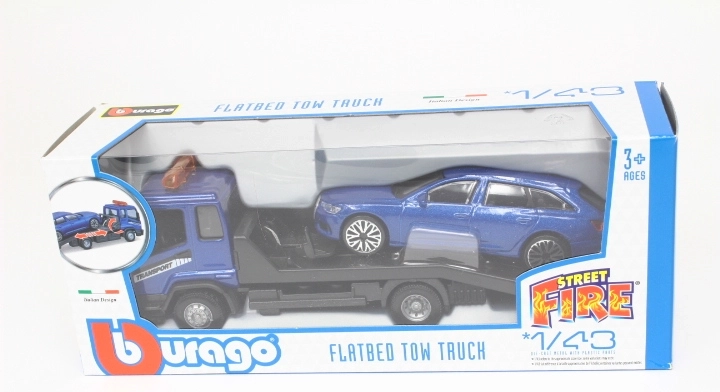Bburago Street Fire camión grúa con Audi A6 a escala 1:43