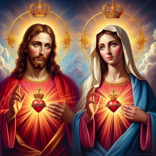Norimpex Pintura por números Jesús y María – corazón en una corona 40 × 50 cm