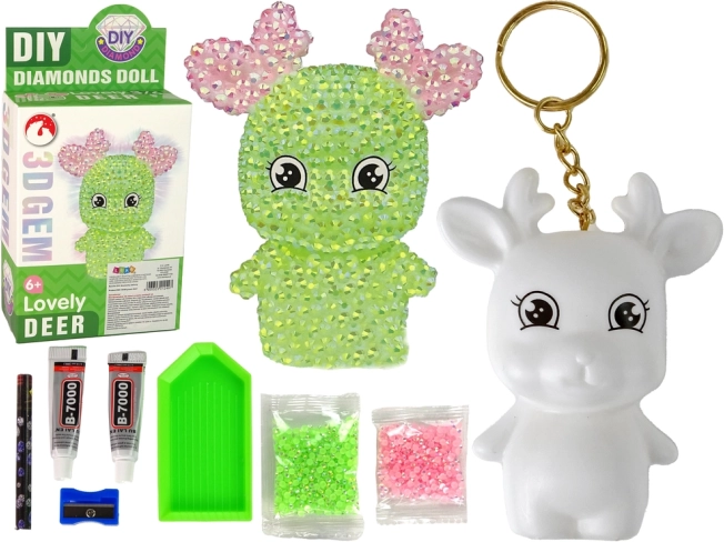 Kit DIY de ciervo diamante – llavero 3D con cristales – Verde