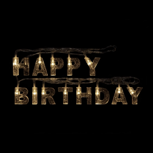 Cadena de luces LED Happy Birthday, 13 LED, 2 m
