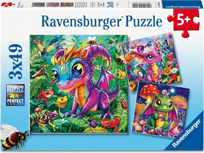 Puzzle Ravensburger Dragoncitos descubren la naturaleza 3×49 piezas