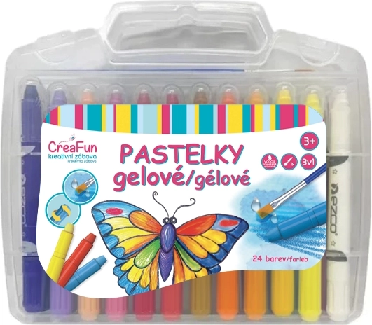 CreaFun lápices de gel 3 en 1 lavables, set de 24 uds con pincel