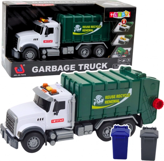 Camión de basura infantil con luces y sonidos 1:14, verde