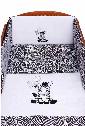 Ropa de cama de 3 piezas para cuna New Baby Zebra, blanco‑negro 100 × 135 cm