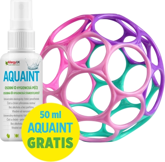 Oball Classic pelota infantil 10 cm rosa‑violeta + Aquaint agua limpiadora ecológica 50 ml