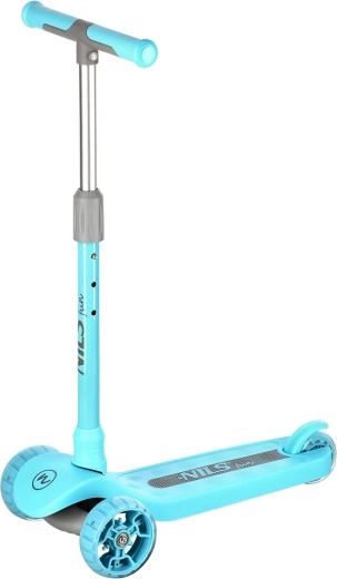 Patinete triciclo infantil NILS Fun con ruedas LED, turquesa
