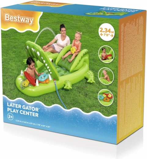 Centro de juegos hinchable de caimán para niños con tobogán y ducha