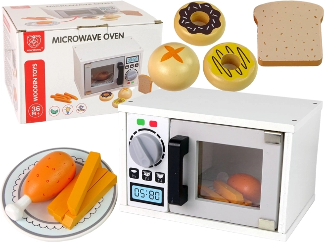 Microondas infantil de madera con accesorios – blanco