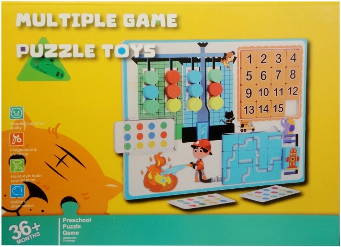 Rompecabezas lógico de madera 3 en 1: laberinto y juego educativo