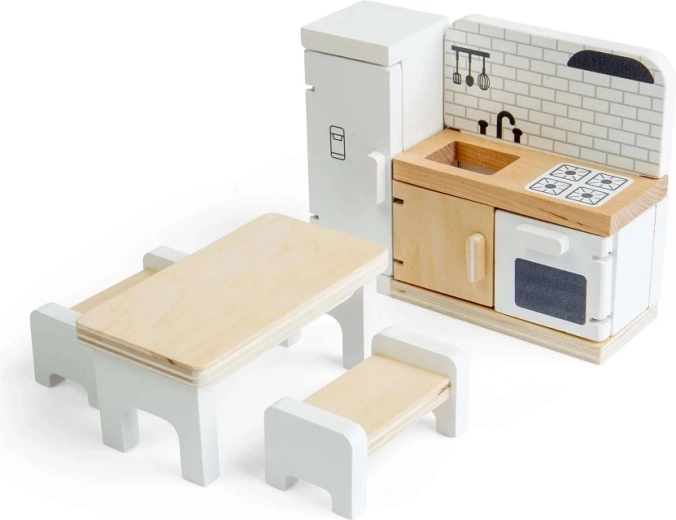 Bigjigs Toys juego de cocina de madera para casa de muñecas