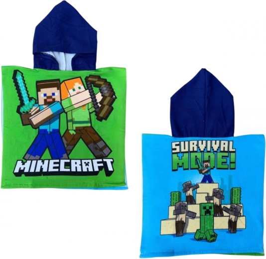 Poncho con capucha Minecraft 50 × 110 cm - 1 pieza