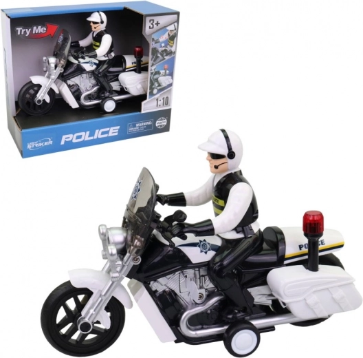 Motocicleta policial con luz y sonido