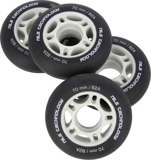 Ruedas mate para patines en línea NILS Extreme 70 mm 82A, negras, set de 4 uds