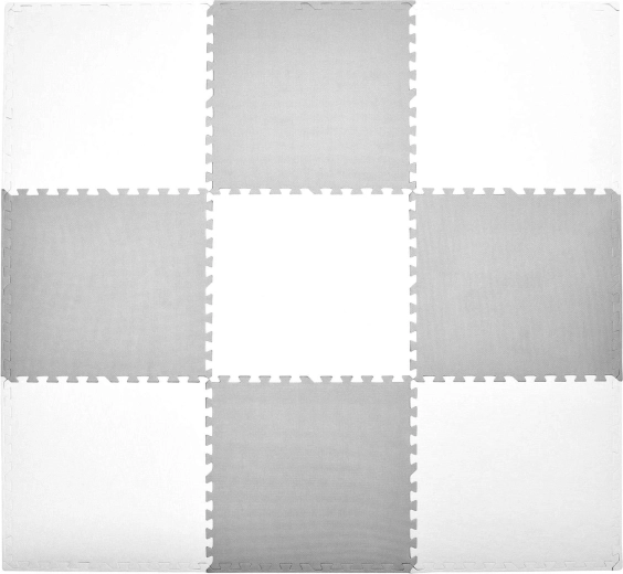 Alfombra de puzzle de espuma Humbi XXL blanca y gris 180 × 180 cm