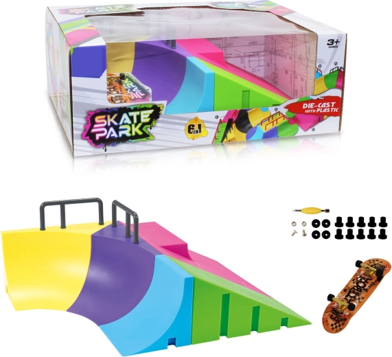 Skatepark modular 6 en 1 con quarter pipe y fingerboard