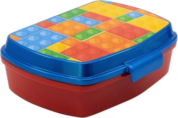 Caja de plástico para el almuerzo con diseño de cubos