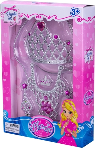 Set de belleza infantil con corona y joyas