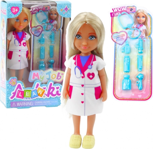 Mini muñeca doctora con accesorios médicos