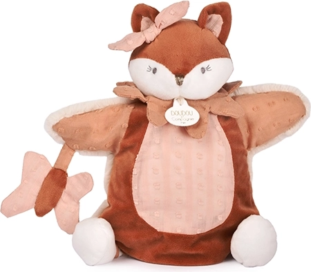 Doudou marioneta de peluche zorra Mina rosa 25 cm