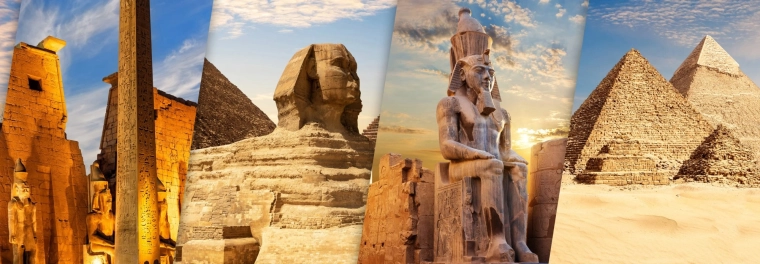 Puzle panorámico BLUEBIRD Descubre Egipto: Luxor y Guiza 1000 piezas