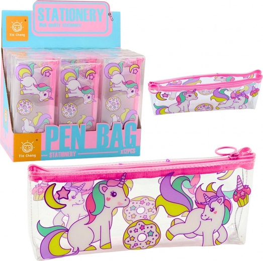 Estuche escolar transparente con motivo de unicornios