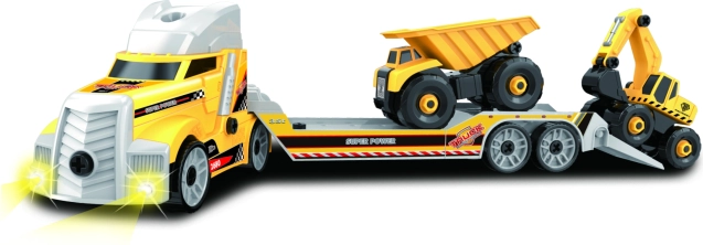 Camión tráiler desmontable con maquinaria de construcción 62 cm con luces y sonidos