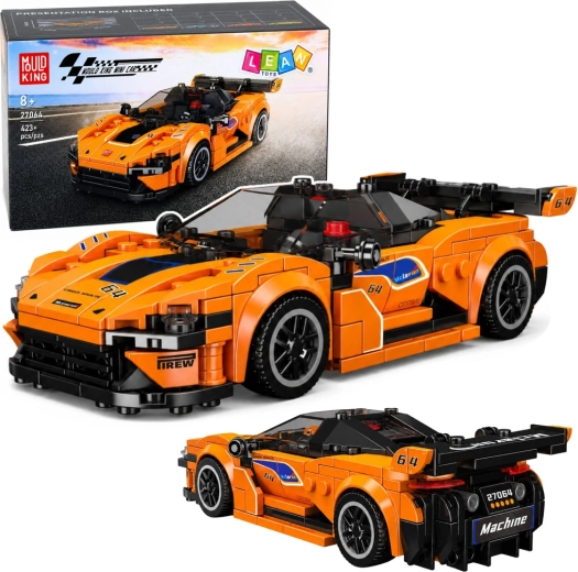 Kit de construcción coche deportivo naranja con vitrina, 423 piezas