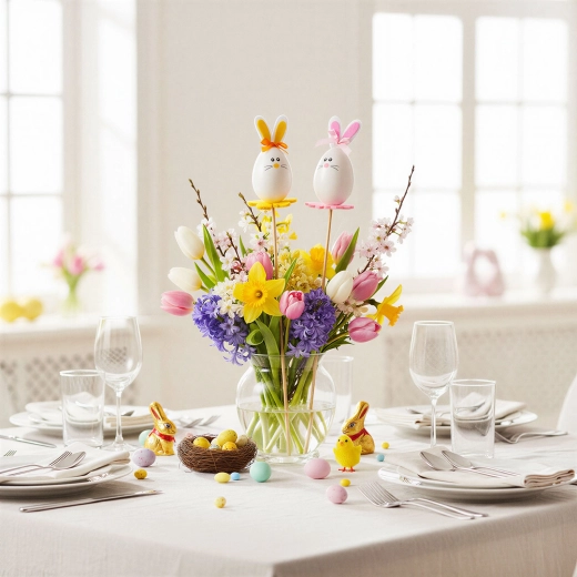 Pinchos decorativos de Pascua con conejito de fieltro, 2 unidades