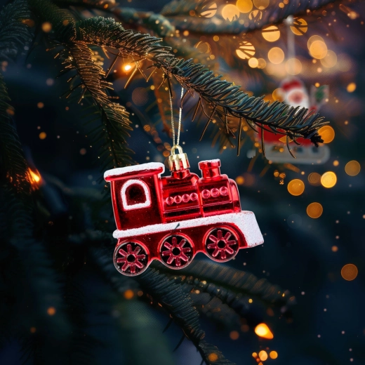Adorno navideño brillante con forma de locomotora