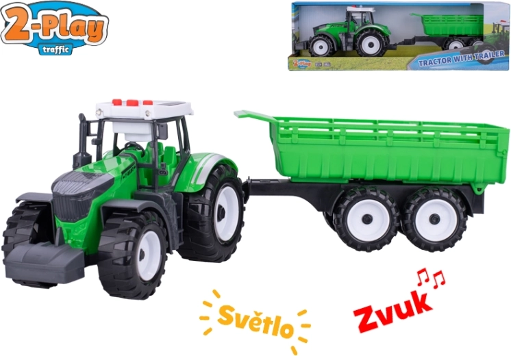 Tractor 2-Play con remolque con luces y sonidos, motor de inercia, 45 cm