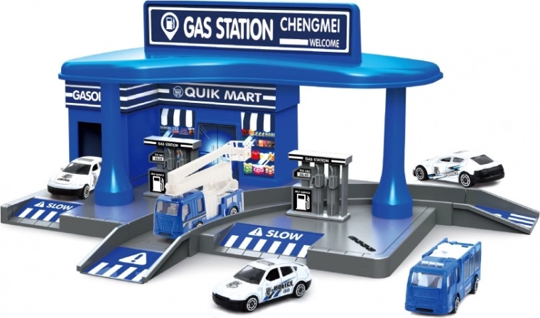 Estación de servicio policial con dos cochecitos